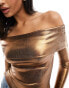 ASOS DESIGN off shoulder bronze foil long sleeve