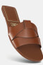 Flat criss-cross leather slider sandals
