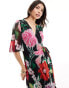 Фото #2 товара Hope & Ivy wrap maxi dress in black base floral