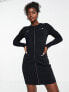 Фото #1 товара Morgan knitted zip through bodycon dress in black