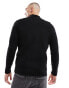 ONLY & SONS ribbed half zip jumper in black