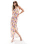 Фото #2 товара ASOS DESIGN linen mix strapless maxi summer dress in tile fruit print