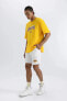 Фото #1 товара DeFactoFit NBA Los Angeles Lakers Oversize Fit Kısa Paça Şort