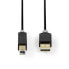 Nedis CCBW60100AT20 - 2 m - USB A - USB B - USB 2.0 - 480 Mbit/s - Anthracite