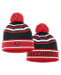 Фото #3 товара Women's Red Tampa Bay Buccaneers Colorblock Cuffed Knit Hat with Pom and Scarf Set