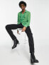 ASOS DESIGN regular sheer shirt with ruffle front in green
