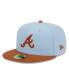 Фото #1 товара Men's Light Blue/Brown Atlanta Braves Spring Color Basic Two-Tone 59Fifty Fitted Hat