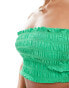 ASOS DESIGN Kaye cotton shirred bandeau beach top in bright green Зеленый, XS - EU 32-34 - фото #6