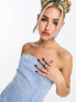 Фото #3 товара Kyo The Brand denim bandeau diamante mini dress in light blue wash