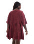 Фото #2 товара ASOS DESIGN Curve cord t-shirt mini dress in burgundy