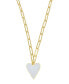 ფოტო #1 პროდუქტის 20-22" Adjustable 14K Gold Plated White Enamel Heart Paper Clip Chain Necklace