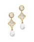 14K Gold-Tone Plated Mother of Pearl Flower, Cultivated Freshwater Pearl Drop and Dangle Earrings