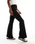 Monki jersey flare leg trousers in black