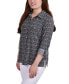 ფოტო #1 პროდუქტის Petite 3/4 Sleeve Roll Tab Notch Collar Blouse