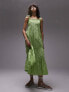 Фото #1 товара Topshop tie strap broderie midi beach dress in green