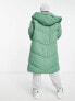 Noisy May Petite longline padded coat with hood in green XS - фото #3