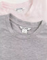 Monki 2 pack t-shirt in pink and grey melange