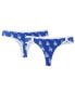 Фото #1 товара Women's Royal Los Angeles Dodgers 2-Pack Allover Print Knit Thong Set