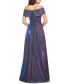 Фото #2 товара Women's Off-The-Shoulder Shimmer Wrap Style Gown