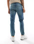 DTT rigid slim fit jeans in mid blue vintage tint