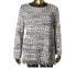 Style & Co Women's Marled Fringe Long Sleeve Sweater Black White Size M
