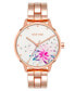 ფოტო #1 პროდუქტის Women's Quartz Rose Gold-Tone Alloy Link Bracelet and Floral Pattern Watch, 36mm