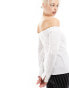 ASOS DESIGN off shoulder pocket shirt in white 32 - фото #8