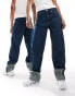 Weekday Galaxy Unisex loose fit jeans with fold up hem in sapphire blue