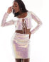 Фото #4 товара Aria Cove sequin mini skirt co-ord in pink