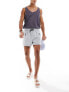 ASOS DESIGN swim shorts in short length with zip pocket and black drawcord in grey