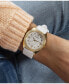 ფოტო #4 პროდუქტის Women's Analog White Silicone and Blue Genuine Leather Watch Set 34mm