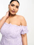 Фото #5 товара ASOS DESIGN Curve lace bardot cut out maxi dress with frill hem in lilac