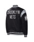 Фото #4 товара Men's Black Brooklyn Nets Force Play Satin Full-Snap Varsity Jacket