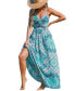 Women's Teal & Pink Paisley Keyhole Twist Maxi Beach Dress