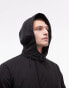 Topman hooded mac coat in black