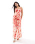 Pretty Lavish open back ruffle maxi dress in red and pink