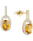 Peridot (1-5/8 ct. t.w.) & Diamond (1/5 ct. t.w.) Halo Drop Earrings in 14k Gold