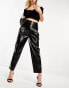 Фото #1 товара Miss Selfridge vinyl faux leather peg trouser in black