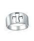 Фото #1 товара Simple Religious Saint John Christian Wide Cut-out Cross Signet Ring For Women Men .925 Sterling Silver Shinny Polished