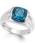 Фото #1 товара Men's Blue Topaz (5 ct. t.w.) and Diamond Accent Ring in Sterling Silver