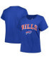 ფოტო #1 პროდუქტის Women's Royal Buffalo Bills Plus Size Arch Over Logo T-shirt