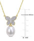 ფოტო #4 პროდუქტის Cultured Freshwater Pearl (9mm) & Diamond (1/5 ct. t.w.) Butterfly 17" Pendant Necklace in 10k Gold