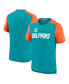 Фото #1 товара Men's Heathered Aqua, Heathered Orange Miami Dolphins Color Block Team Name T-shirt