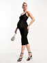 Фото #4 товара Naked Wardrobe Maternity sheer mesh seam detail midi dress in black