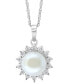 ფოტო #3 პროდუქტის EFFY® Cultured Freshwater Pearl (7 mm) & Diamond (1/20 ct. t.w.) Halo 18" Pendant Necklace in Sterling Silver