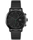 Men's Replay Black Leather Strap Watch 44mm
