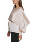 Фото #3 товара Petite Solid Crewneck Smocked-Cuff Cape Blouse, Created for Macy's