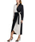Фото #3 товара Women's Long-Sleeve Faux-Wrap Midi Dress