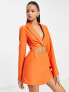 Miss Selfridge cut out mini blazer playsuit in orange