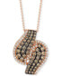 Фото #1 товара Le Vian chocolatier® Chocolate Diamond (1-1/5 ct. t.w.) & Vanilla Diamond (1/3 ct. t.w.) Swirl 18" Pendant Necklace in 14k Rose Gold